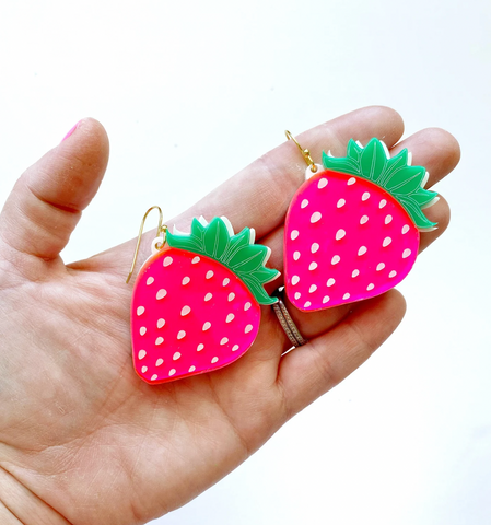 Hot pink Strawberry earrings