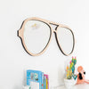 Aviator Sunglasses Wall Mirror in Natural Wood