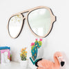 Aviator Sunglasses Wall Mirror in Natural Wood