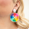 Color Wheel Wooden Earrings