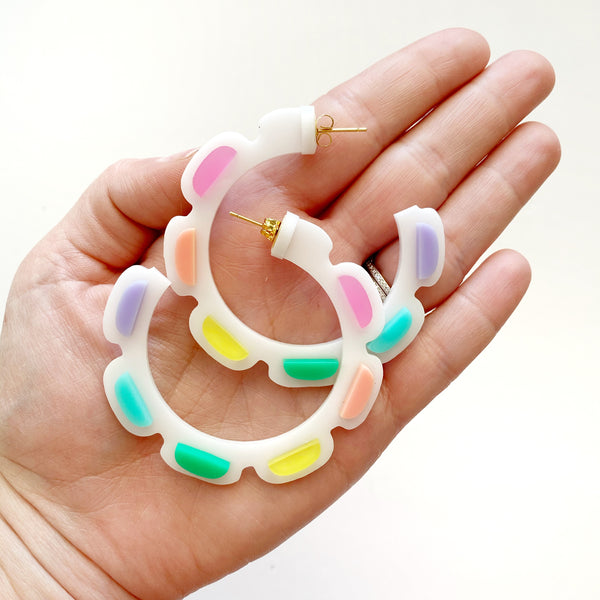 Josie scallop rainbow Statement earrings