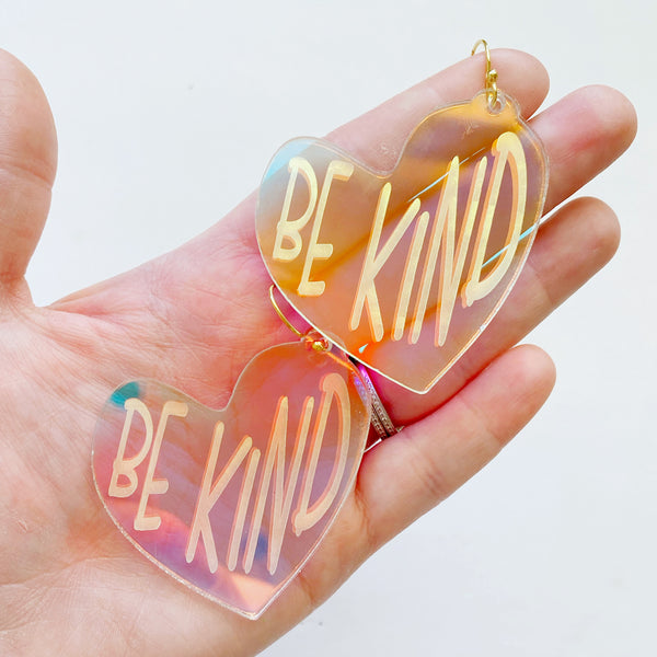 Holographic Be Kind Earrings
