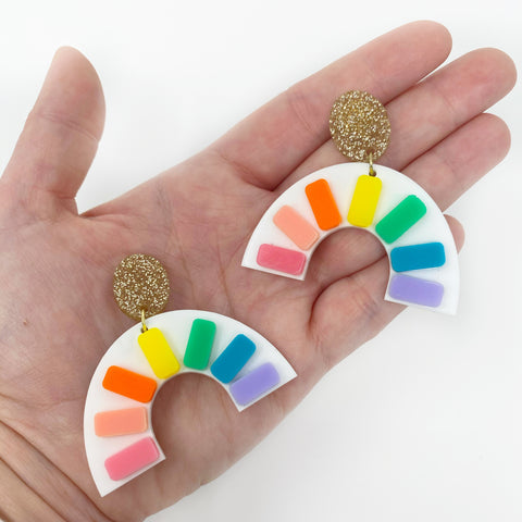 Acrylic Rainbow Statement earrings
