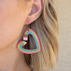 Ombre Rainbow Heart Pencil Statement Earrings