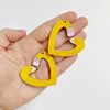 Yellow Heart Pencil Statement Earrings