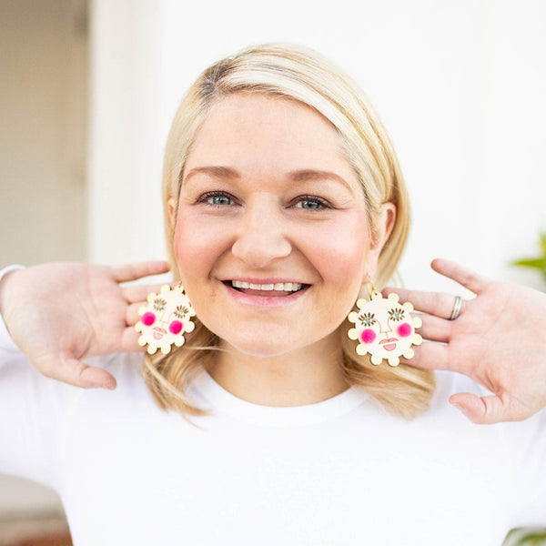 Boho Sun Wooden Earrings