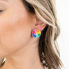 Kaitlyn Color Wheel And striped paintbrushes Art Teacher Earring set