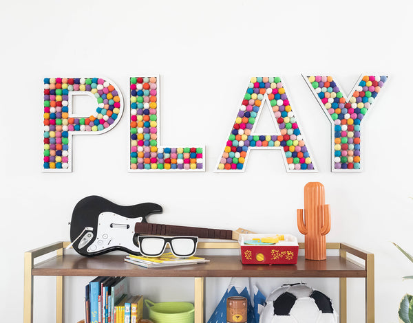 White PLAY Wall Letters