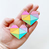 Rainbow Pieces Wooden Heart Earrings