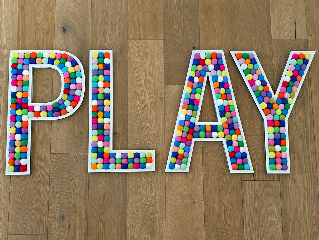 White Tall PLAY Letters
