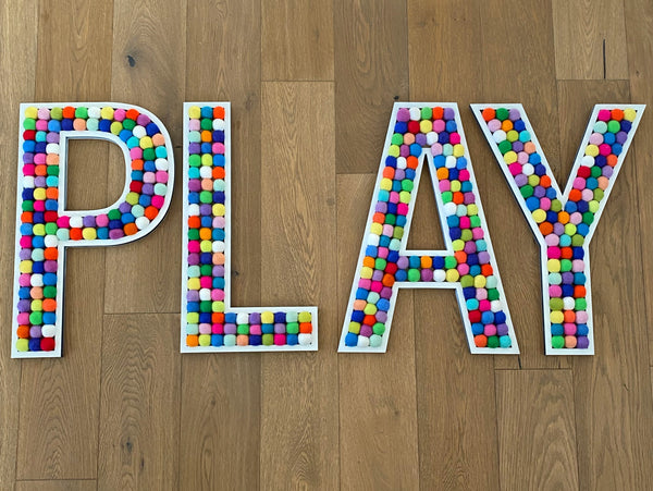 White Tall PLAY Letters